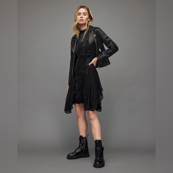 All Saints Dalby Biker Jacket, size 2 - Picture 2 of 10